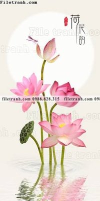 File gốc tranh hoa sen hien dai 3d 537 (ảnh chi tiết) để in lụa