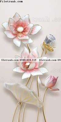File tranh tranh hoa sen hien dai 3d 541 (bản gốc) in lụa 3D