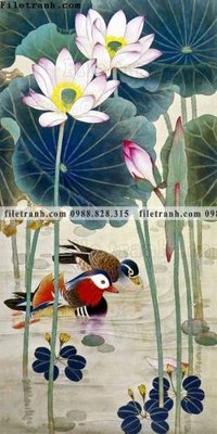 File tranh tranh hoa sen hien dai 3d 570 (ảnh gốc) in trần nhà