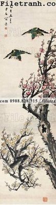 File tranh tranh hoa va chim dep 118 (bản gốc) in lụa 5D