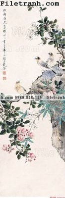 File gốc tranh hoa va chim dep 123 (in lụa) tranh thuận buồm