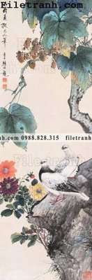File gốc tranh hoa va chim dep 144 (in tráng gương) ốp tường