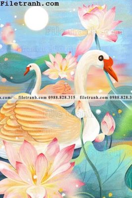 File in trần tranh mau nuoc mau hong 100 (bản gốc 3D) sống động