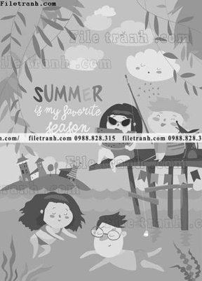 File tranh tranh minh hoa hoat hinh tre em 323 (bản gốc) in lụa dán tường