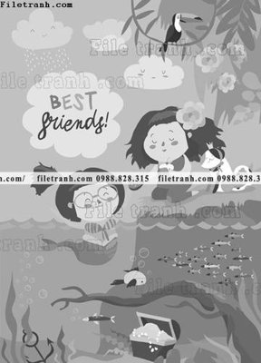 File tranh tranh minh hoa hoat hinh tre em 370 (gốc) in vải canvas