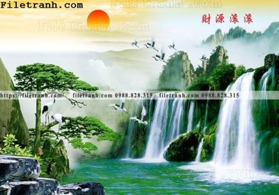 File in mica tranh nen tuong phong cach Trung Hoa261 (bản gốc) siêu trong