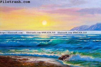 File gốc tranh son dau phong canh bien 113 (chủ đề hiện đại) trang trí