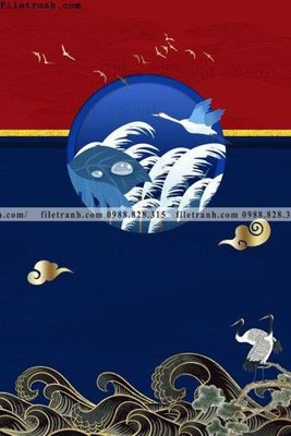 File gốc tranh trung quoc mau do 537 (in lụa) tranh mã đáo