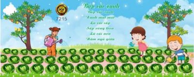 File ảnh tranh vuon bap cai xanh trang tri truong hoc moi (gốc) in decal dán tường