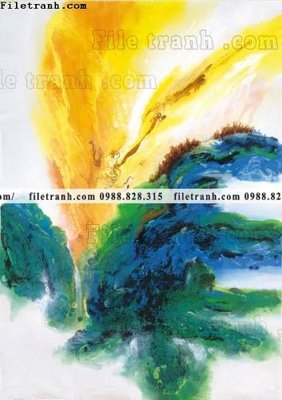 File gốc in ấn tranh truu tuong mau nuoc in canvas dep 652 chuẩn màu CMYK