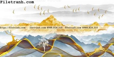 File tranh tranh truu tuong nui vang 119 (gốc) in vải canvas