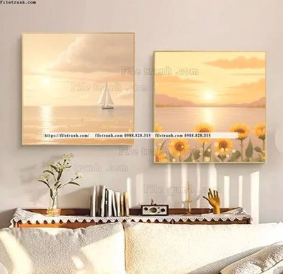 File tranh tranh ve bai bien hoang hon dep 507 (gốc) in trên kính