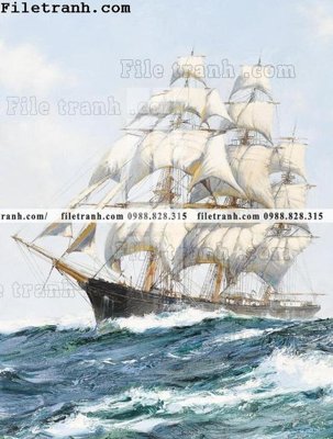 File gốc tranh ve son dau thuan buom xuoi gio 2034 (in mica) trang trí