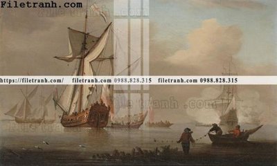 File in trần tranh ve son dau thuan buom xuoi gio 2290 (bản gốc 3D) sống động