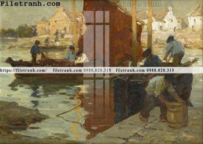 File tranh tranh ve son dau thuan buom xuoi gio 2306 (bản gốc) treo quán cafe