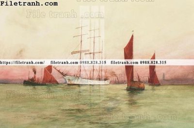 File tranh tranh ve son dau thuan buom xuoi gio 2364 (gốc) in trên kính