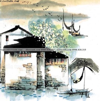 File in mica tranh ve thi tran giang nam 725 (ảnh gốc) đẹp