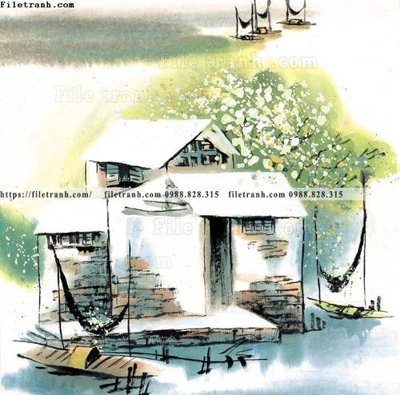 File in mica tranh ve thi tran giang nam 734 (bản gốc) làm vách ngăn