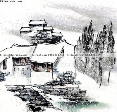 File gốc tranh ve thi tran giang nam 762 (in tráng gương) hiện đại