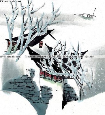 File gốc tranh ve thi tran giang nam 770 (in mica) trang trí