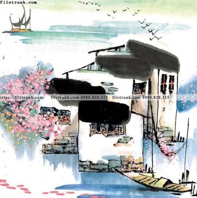 Tải file gốc in lụa tranh ve thi tran giang nam 780 siêu nét