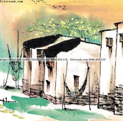 File in mica tranh ve thi tran giang nam 781 (ảnh gốc) đẹp