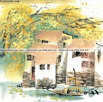 File tranh ảnh gốc tranh ve thi tran giang nam 783 dùng cho in khổ lớn