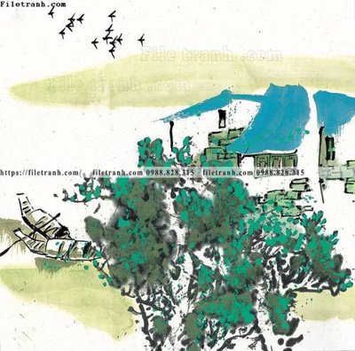 File gốc tranh ve thi tran giang nam 808 (chủ đề hiện đại) trang trí