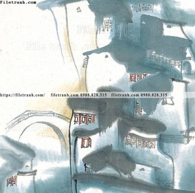 File gốc tranh ve thi tran giang nam 815 (in lụa) tranh mã đáo