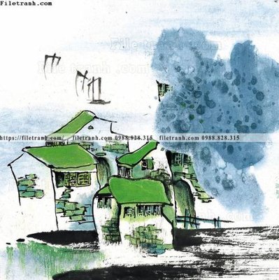 File tranh tranh ve thi tran giang nam 838 (gốc) in vải canvas