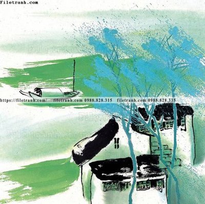 File tranh tranh ve thi tran giang nam 850 (gốc) chủ đề thành phố