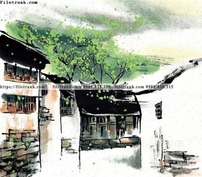 File tranh gốc PSD tranh ve thi tran giang nam 869 còn nguyên layer