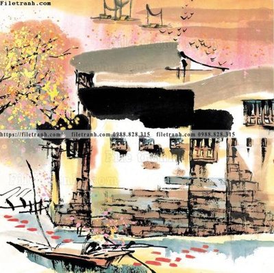 File PSD tranh ve thi tran giang nam 881 (gốc) tách lớp chi tiết