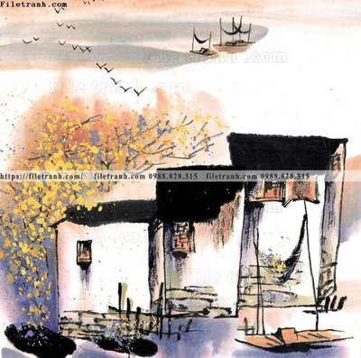 Ảnh gốc file in lụa tranh ve thi tran giang nam 883 chi tiết