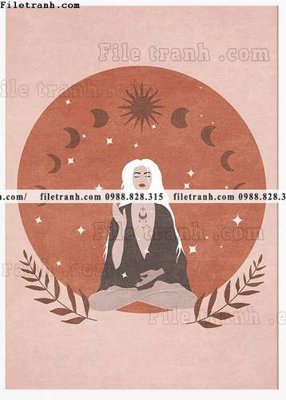 File tranh in trần 3D truu tuong cua Mat troi va Mat trang Morandi 626 (ảnh gốc)