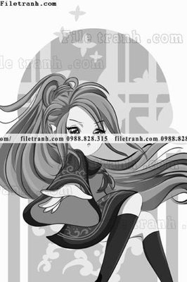 File gốc vector hinh anh co gai tranh doc 1513 (in lụa) hoa văn cổ điển