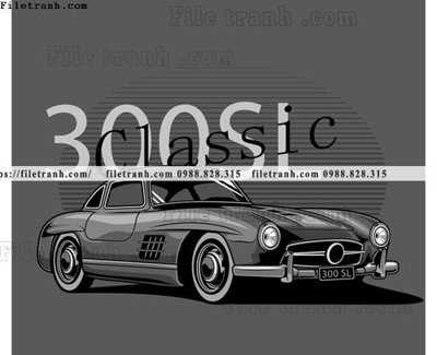 Download file gốc vector hinh anh o to xe hoi co dien 1570 (in lụa) hoa lá