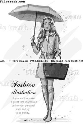 File tranh vector hinh anh style thoi trang nu 1549 (bản gốc) in lụa 3D