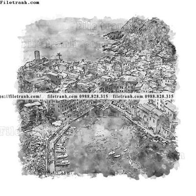 File tranh vector trang tri kien truc the gioi 1604 (bản gốc) in lụa 5D